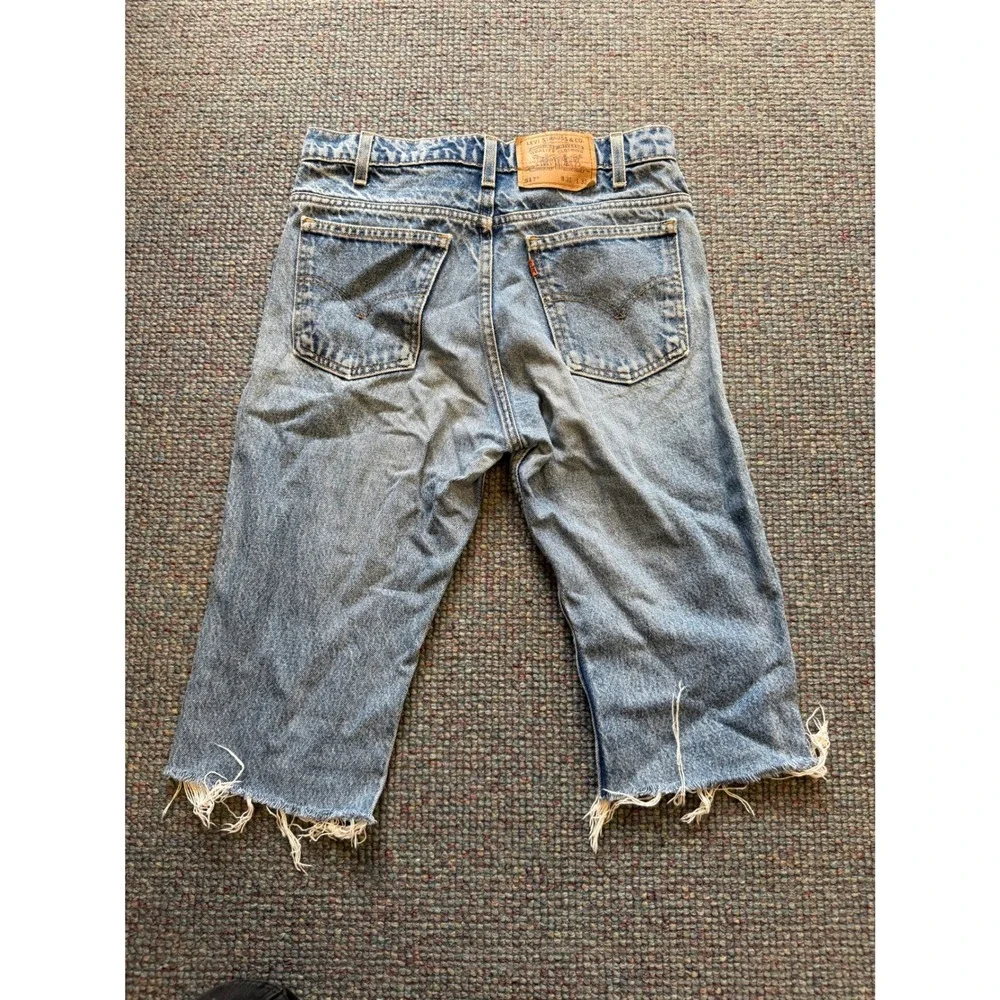 Vintage Levis 517 Orange Tab Denim Shorts Light Wash Raw Hem Cut Offs 30